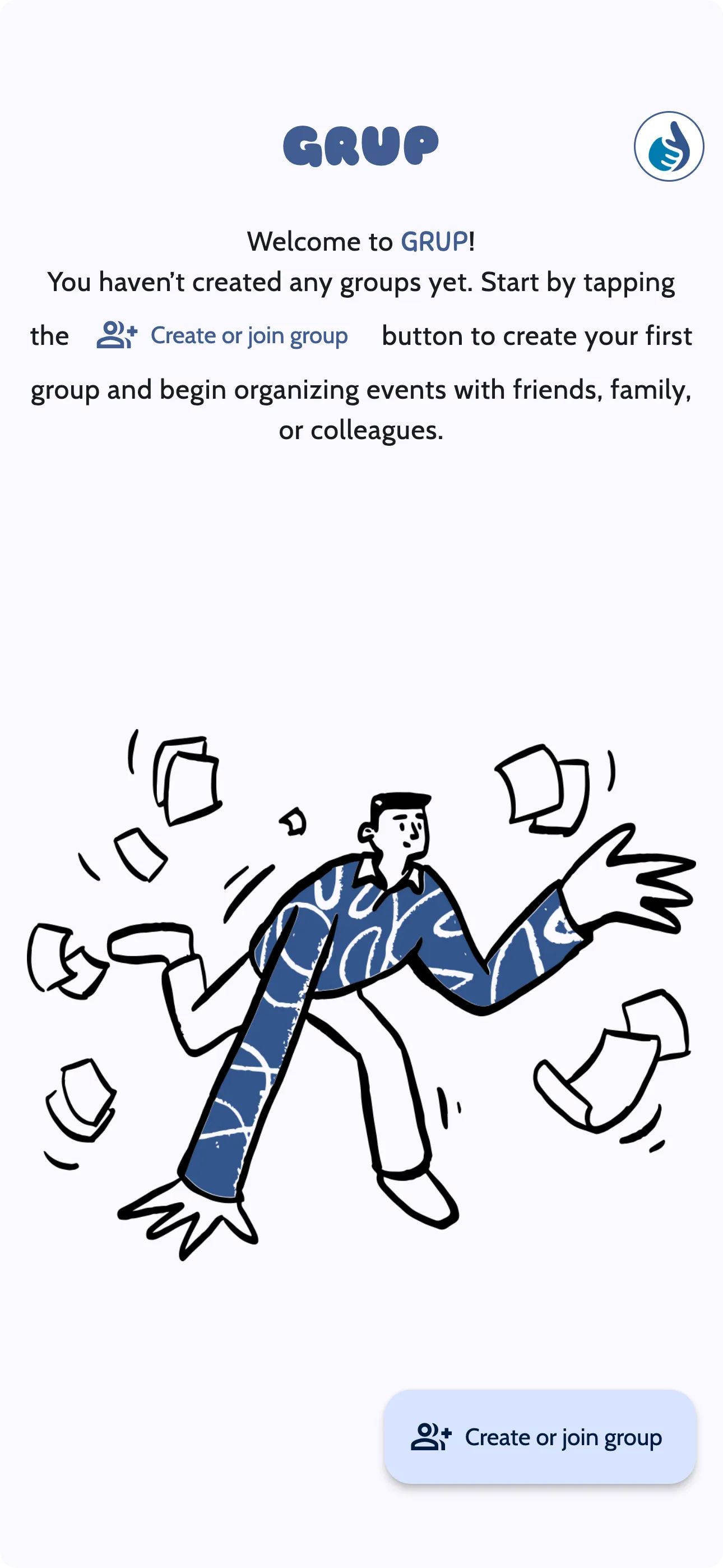 A screenshot of the Grup app